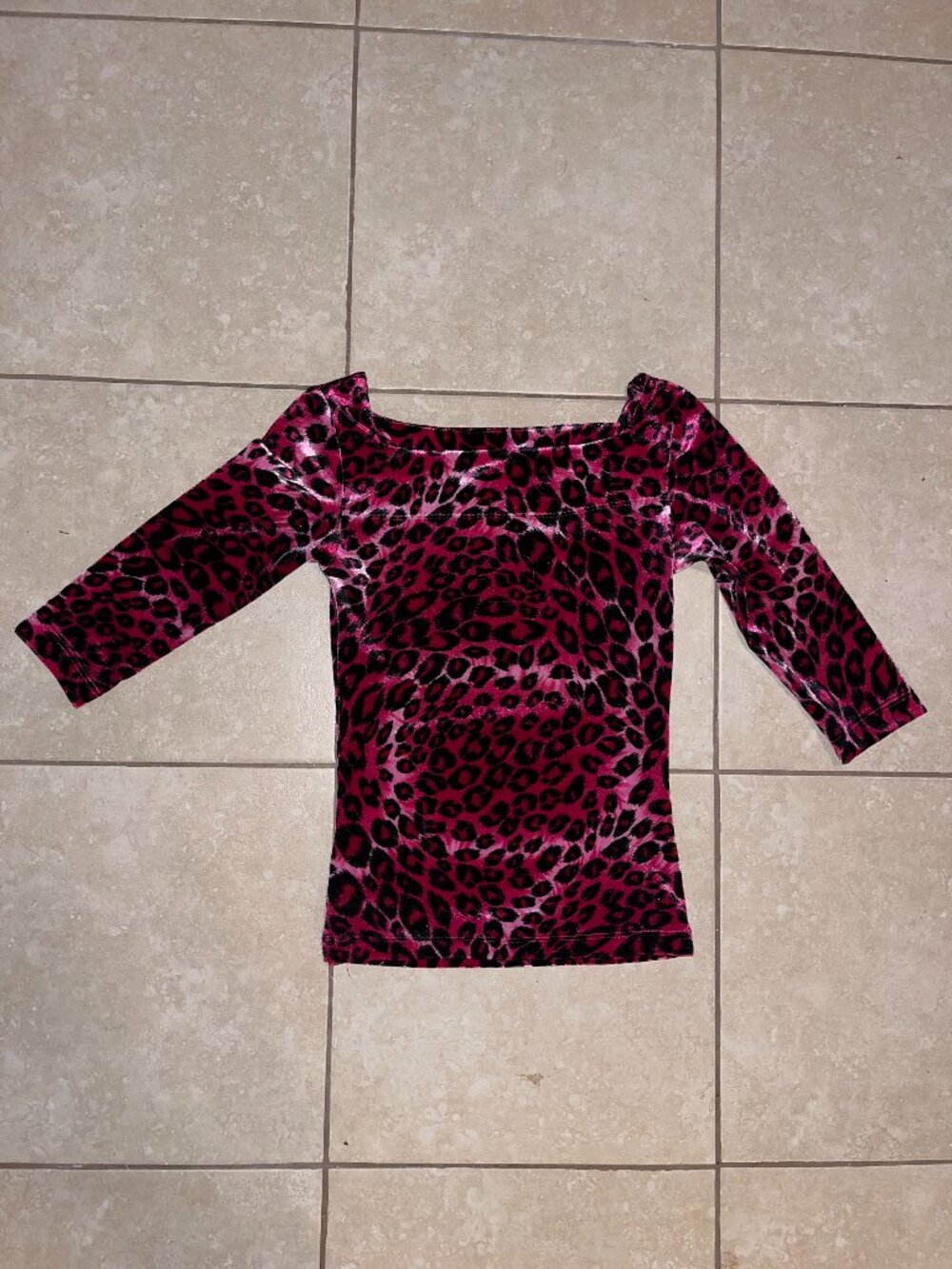Whisper Brand Pink Leopard Velvet Top- size XS